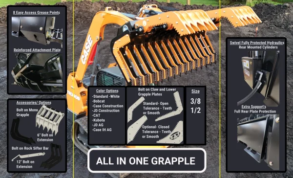 All-In-One Skid Steer Grapple Attachment